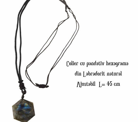 Colier Amuleta cu Hexagrama din Labradorit Natural - Dezvaluie-ti Puterile Magice