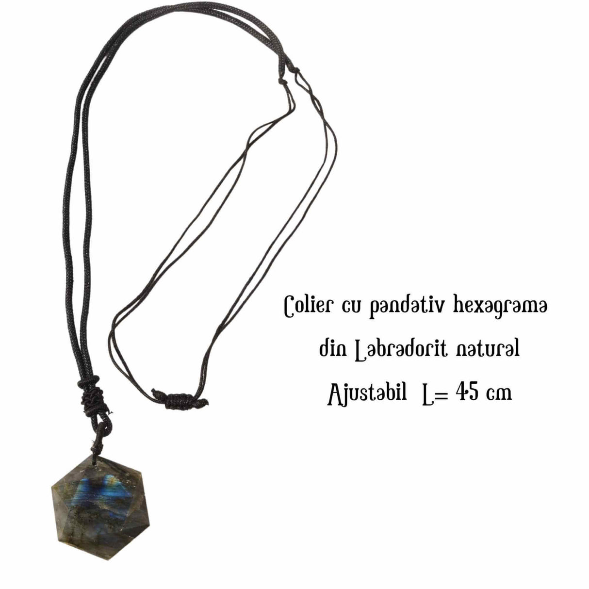 Colier Amuleta cu Hexagrama din Labradorit Natural - Dezvaluie-ti Puterile Magice
