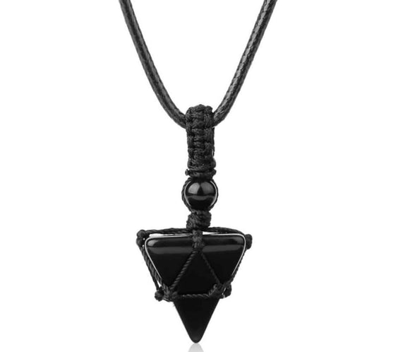 Colier Terapeutic din Obsidian sub Forma de Piramida