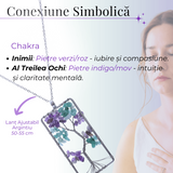 Colier ajustabil cu arborele vietii din ametist si aventurin verde - Armonie si Echilibru