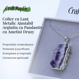 Colier argintiu cu ametist druzy - Claritate si Vindecare