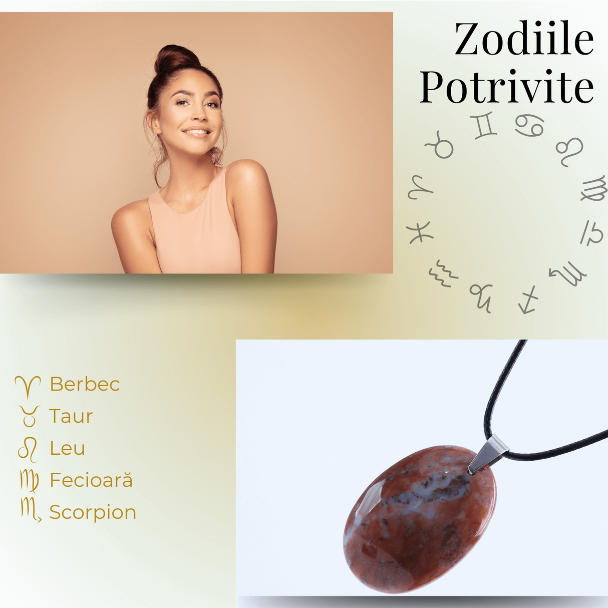 Colier ajustabil cu pandantiv oval Jasp Rosu natural - Energie si Protectie