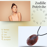 Colier ajustabil cu pandantiv oval Jasp Rosu natural - Energie si Protectie