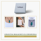Colier ajustabil cu pandantiv oval malachit cu crisocola - Echilibru si Vindecare