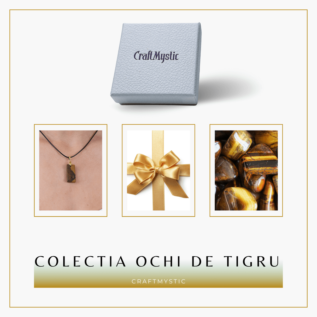 Colier cu Ochi de Tigru forma neregulata pentru Protectie si Energie Pozitiva