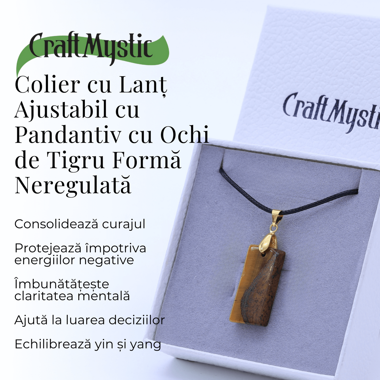 Colier cu Ochi de Tigru forma neregulata pentru Protectie si Energie Pozitiva