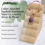 Colier Ajustabil Handmade cu Ametist "Strop de Ploaie" – Maro, Lungime Maxima 45 cm