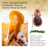 Colier Ajustabil Handmade cu Ametist "Strop de Ploaie" – Maro, Lungime Maxima 45 cm