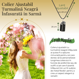 Colier Ajustabil cu Pandantiv din Turmalina Neagra Infasurata in Sarma, 25mm