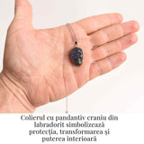 Colier ajustabil craniu labradorit natural, protectie si putere interioara
