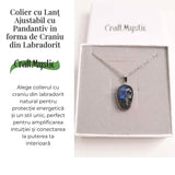 Colier ajustabil craniu labradorit natural, protectie si putere interioara