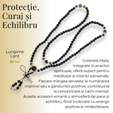 Colier Mala cu 108 Pietre din Obsidian și Ochi de Tigru
