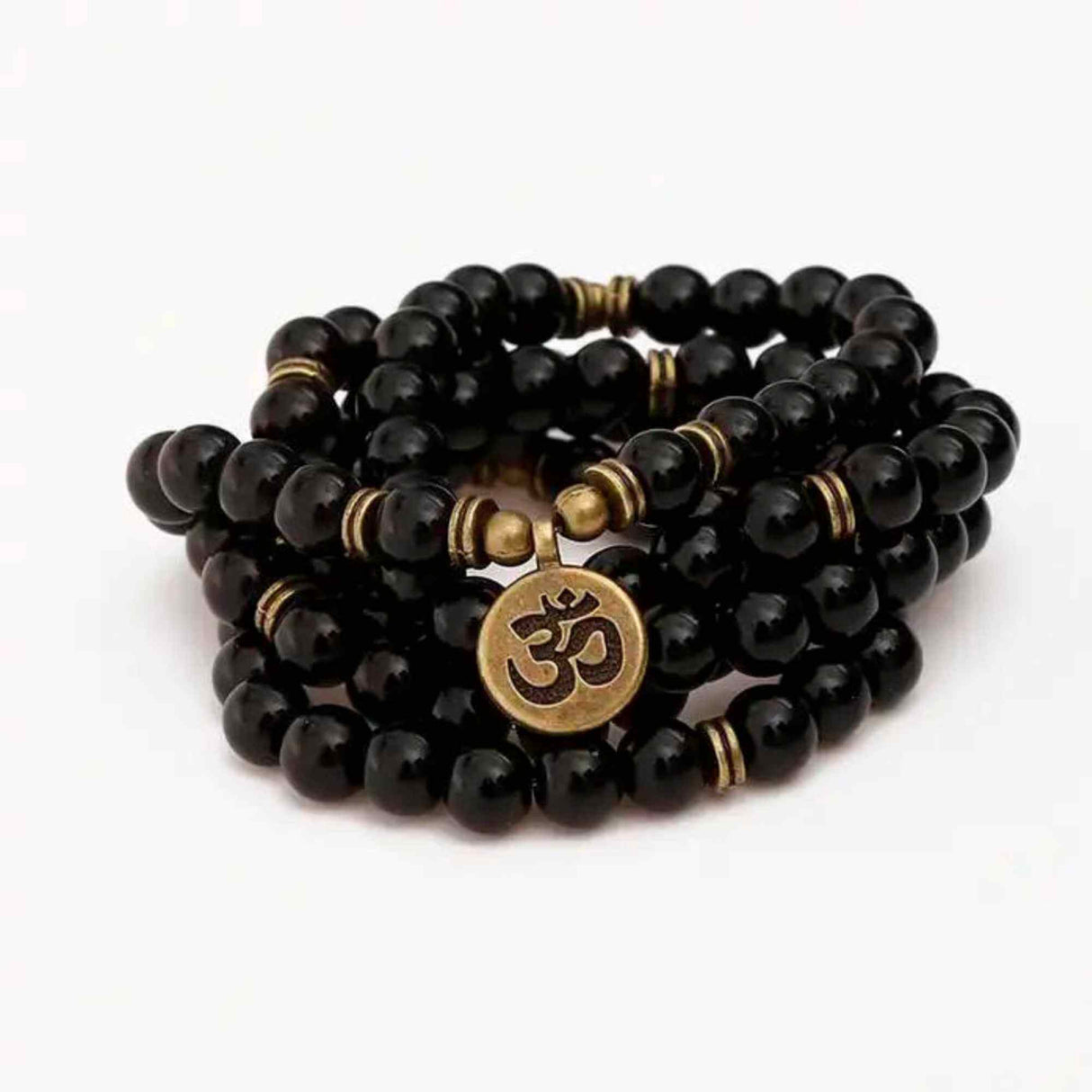 Bratara Colier Mala cu 108 Margele de Obsidian Negru, Bijuterie pentru Meditatie si Yoga