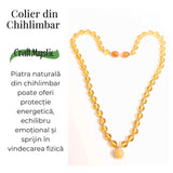 Colier cu Margele Chihlimbar Galben 6mm si Pandantiv 9mm – Protectie si Energizare