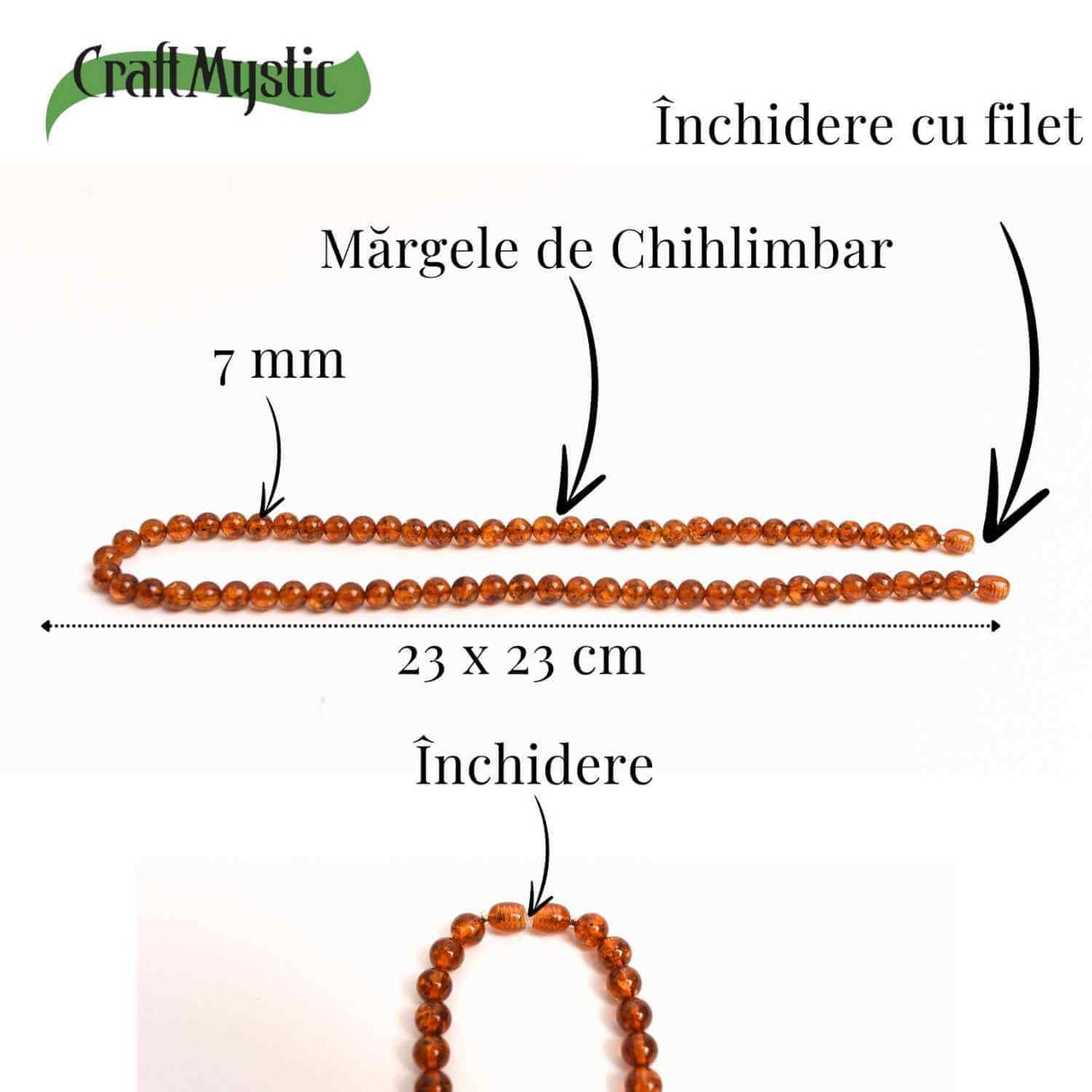 Colier Margele 7mm Chihlimbar Caramiu – Protectie si Echilibru Energetic