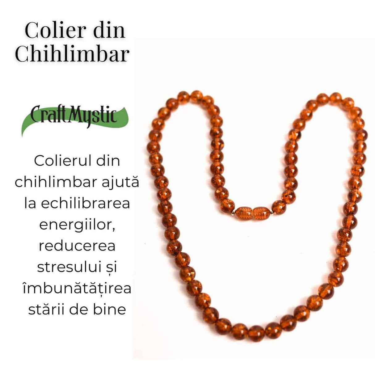 Colier Margele 7mm Chihlimbar Caramiu – Protectie si Echilibru Energetic