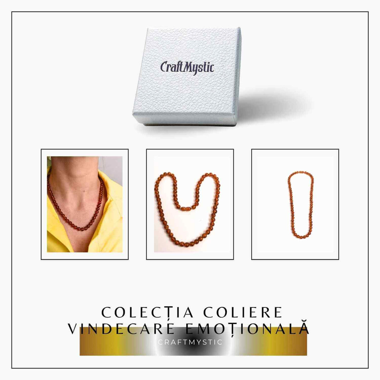Colier Margele 7mm Chihlimbar Caramiu – Protectie si Echilibru Energetic