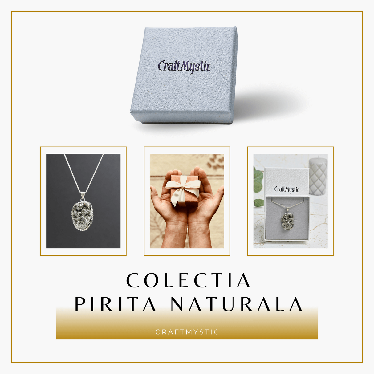 Colier Rafinat cu Piatra Naturala de Pirita 3-4 cm - Imbogateste-ti Viata cu Puterea Piritei