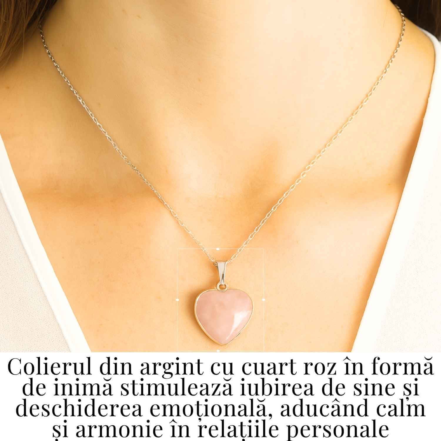 Simbolul Iubirii Pure – Colier Inima Cuart Roz din Argint 925