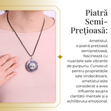Colier Orgonic Reglabil cu Pietre de Ametist si Simbolul Arborele Vietii