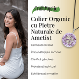 Colier Orgonic Reglabil cu Pietre de Ametist si Simbolul Arborele Vietii