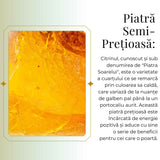 Colier cu Pandantiv Argintiu 15mm in Forma Dreptunghiulara cu Citrin Natural Fatetat - Energie si Prosperitate