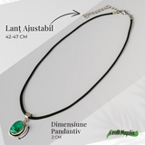 Colier ajustabil cu pandantiv oval din Malachit Natural – Protectie si Echilibru Energetic