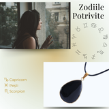Colier ajustabil cu pandantiv strop de ploaie auriu Obsidian - Protectie si Claritate
