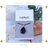 Colier ajustabil cu pandantiv strop de ploaie auriu Obsidian - Protectie si Claritate