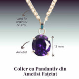 Colier cu pandativ din Ametist natural fatetat