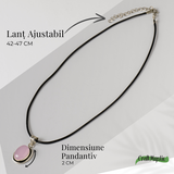 Colier reglabil cu pandantiv oval Cuart Roz – Dragoste si Echilibru Emotional