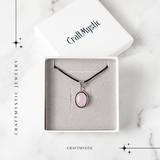 Colier reglabil cu pandantiv oval Cuart Roz – Dragoste si Echilibru Emotional