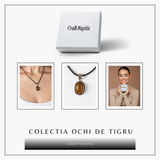 Colier cu pandantiv oval din Ochi de Tigru Natural – Protectie si Curaj