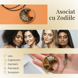Colier Auriu Elegant in Forma de Semiluna cu Cristal Ochi de Tigru