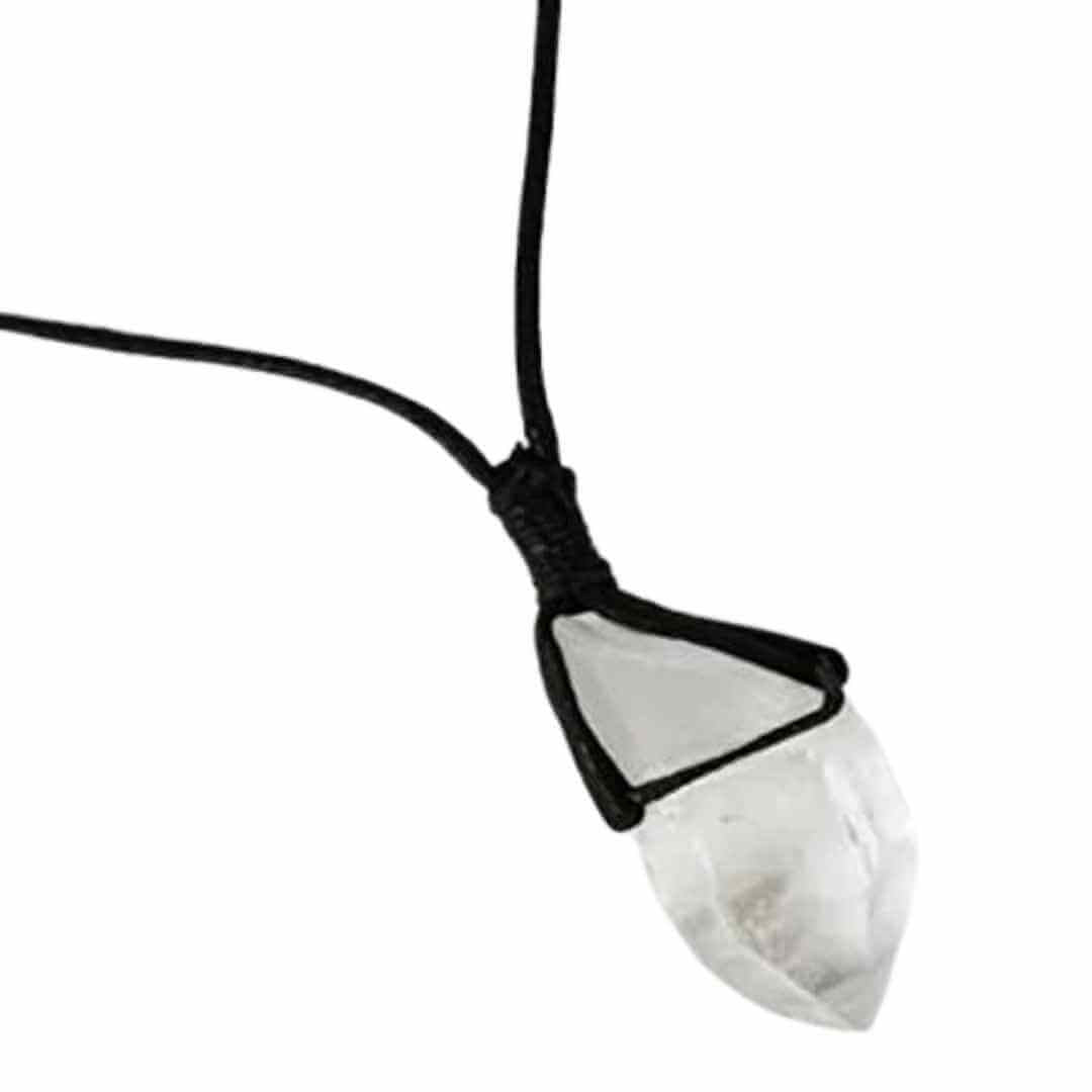 Colier cu varf brut din cuart transparent de stanca - Bijuterie eleganta si versatila - Cristal purificator