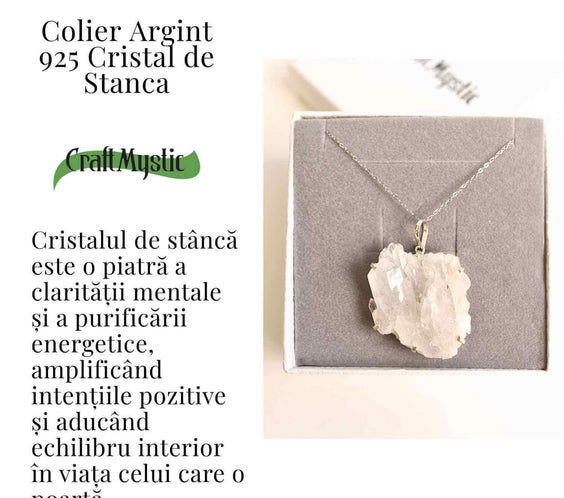 Claritate si Echilibru Zilnic – Colier Cristal de Stanca si Argint 925