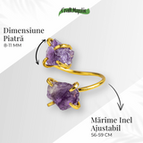 Talismanul Echilibrului – Inel Auriu cu Ametist pentru Calmul Mintii