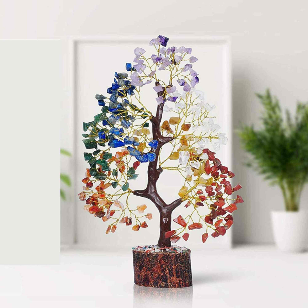 Copac arborele vietii premium - Arbore din cristale pentru energie pozitiva, realizat manual cu sapte pietre chakre, cristale si pietre vindecatoare