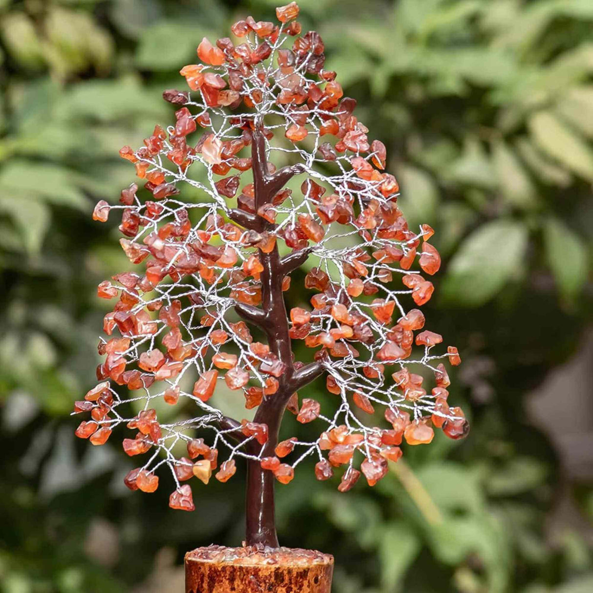 Arbore 25 cm cu pietre semipretioase Carneol - Copacel pentru Vindecare si Bunastare - Decor Feng Shui pentru Acasa si Birou - Cadou pentru Noroc si Prosperitate