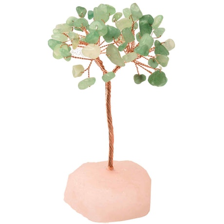 Copacel 10-11 cm din cristale naturale Aventurin Verde cu baza de Cuart Roz cu 6 ramuri și 54 mini pietre semiprețioase - Echilibru si bunastare - Copie