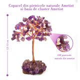 Copacel 12-13 cm cu 108 pietre naturale semipretioase Ametist pe baza de Ametist cluster