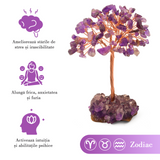 Copacel 12-13 cm cu 108 pietre naturale semipretioase Ametist pe baza de Ametist cluster