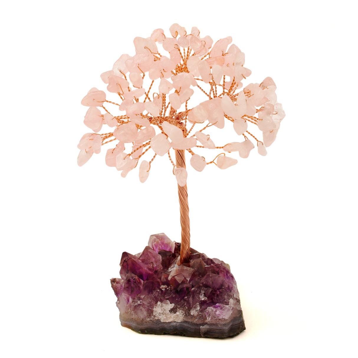 Copacel 12-13 cm cu 108 pietre naturale semipretioase Fluorit pe baza de Ametist cluster - Sprijina calmitatea, concentrarea si cresterea intuitiei