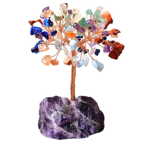Copacel 12-13 cm din 7 pietre naturale Chakra si baza din cristal natural pentru noroc si prosperitate