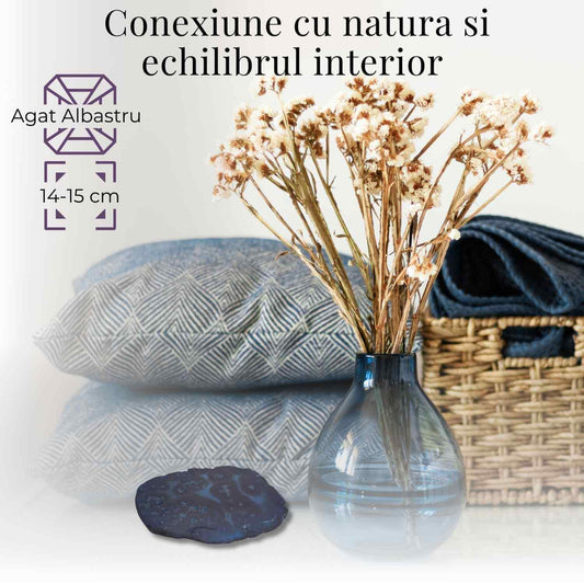 Felie de Agat Albastru 14-15 cm – Calm si Claritate Mentala