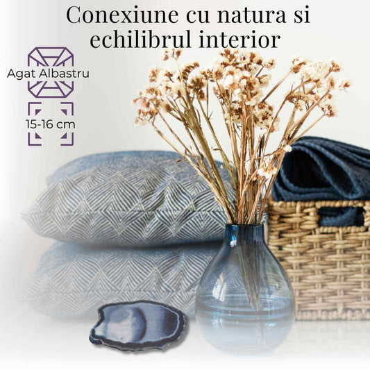 Felie de Agat Albastru 15-16 cm – Calm si Claritate Mentala