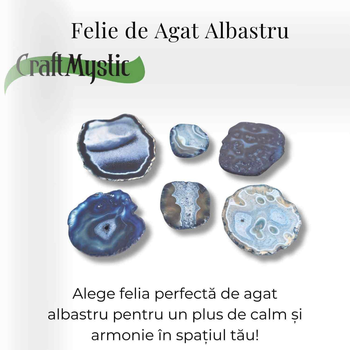 Felie de Agat Albastru 15-16 cm – Calm si Claritate Mentala