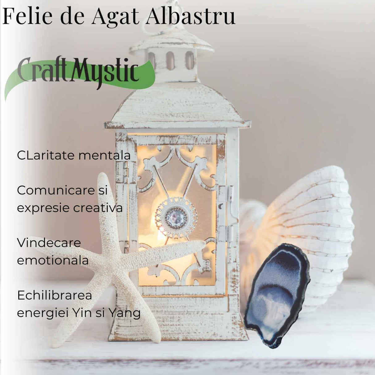 Felie de Agat Albastru 15-16 cm – Calm si Claritate Mentala