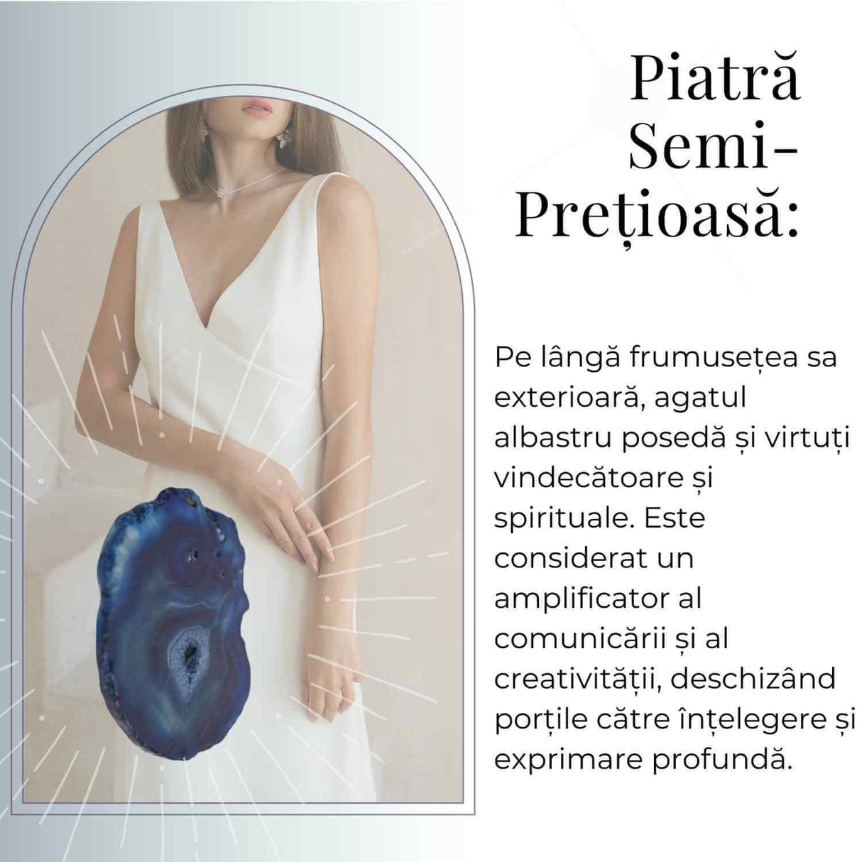 Felie de Agat Albastru 15-16 cm – Calm si Claritate Mentala