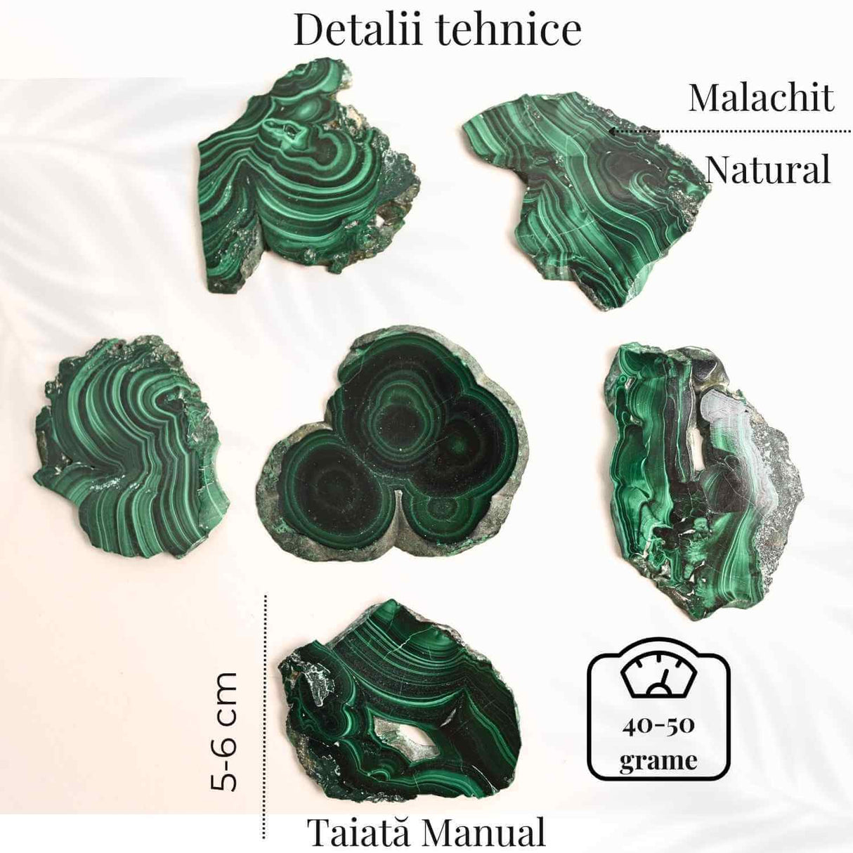 Felie Malachit Natural 5-6 cm - Vindecare si Echilibru Energetic